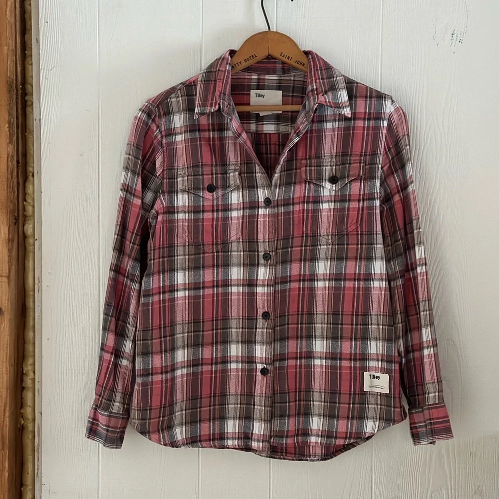 Tilley Red Plaid Button-Up Shirt - Picture 1 of 5